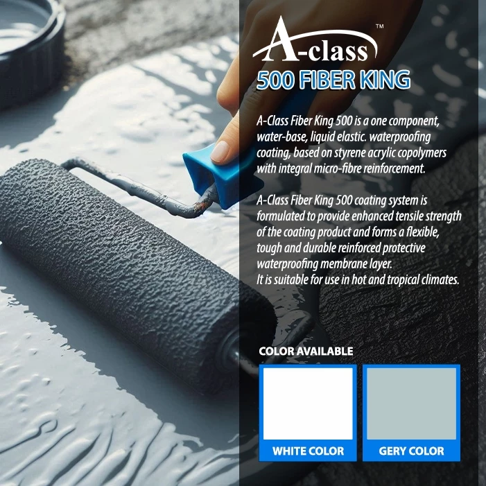 Applying A-Class Fiber King 500 grey waterproofing coating with a roller - white and grey colours available